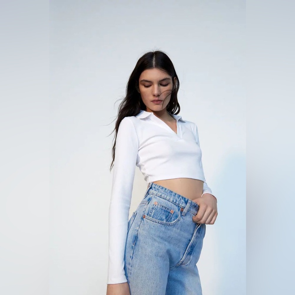 ZARA COLLARED CROP TOP